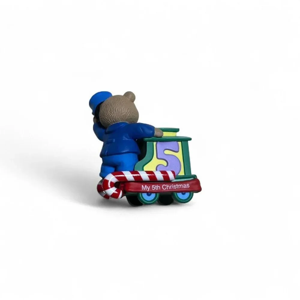 Hallmark 2002 Child’s 5th Christmas Ornament Bear Train Retro Whimsical